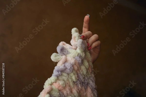 Obraz Knitting by fingers concept