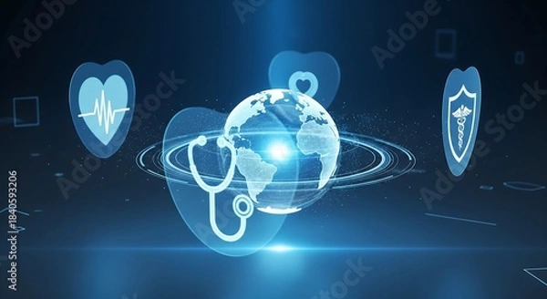Obraz Stunning digital concept visualizing global healthcare technology and secure medical connectivity across the world