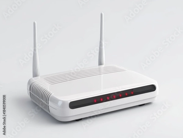 Fototapeta Wi-Fi router on white background, internet