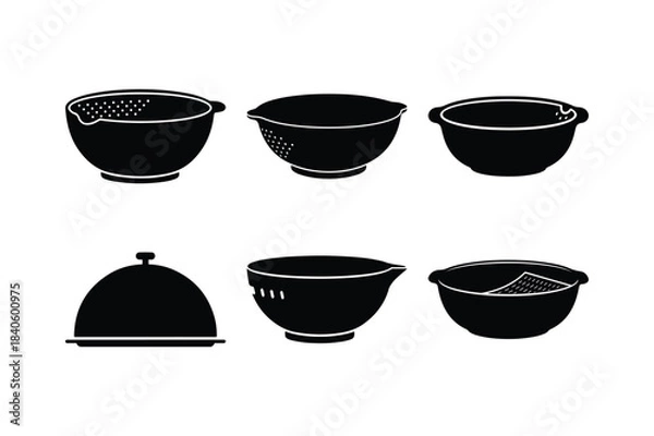 Fototapeta Bowl Shape Minimal Silhouette Vector Set