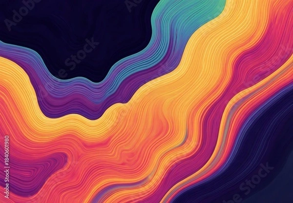 Obraz Bold Luminous Abstract Background with Dynamic Undulating Spectrum Lines