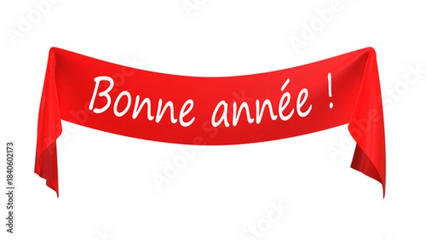 Obraz banderole en tissu rouge avec l'inscription « Bonne année » - fond transparent