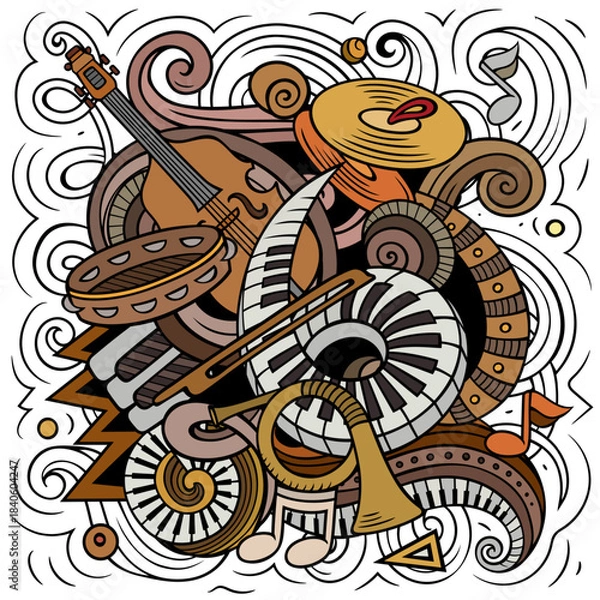 Fototapeta Cartoon vector doodles Classic music illustration