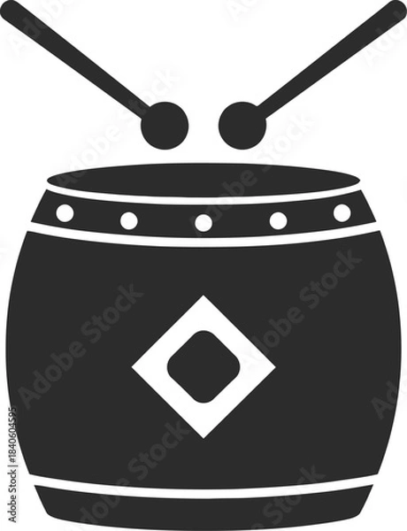 Obraz Drum with Sticks Percussion Instrument Silhouette Vector
