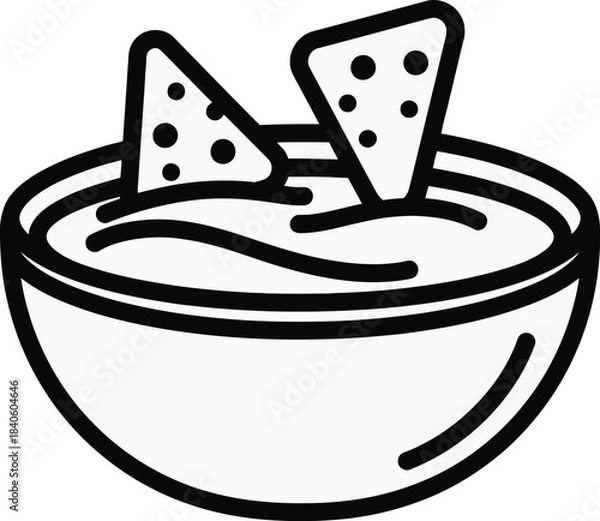 Obraz Bowl of Dip with Nacho Chips Snack Icon Vector