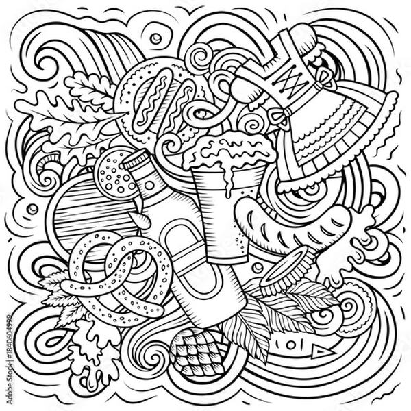 Fototapeta Beer doodle cartoon funny illustration