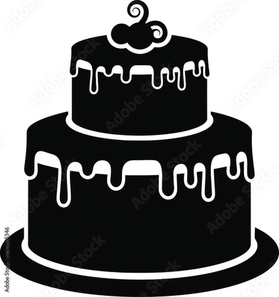 Obraz Two Tier Cake Dripping Icing Dessert Vector