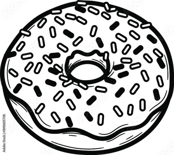 Obraz Donut with Sprinkles Sweet Dessert Vector