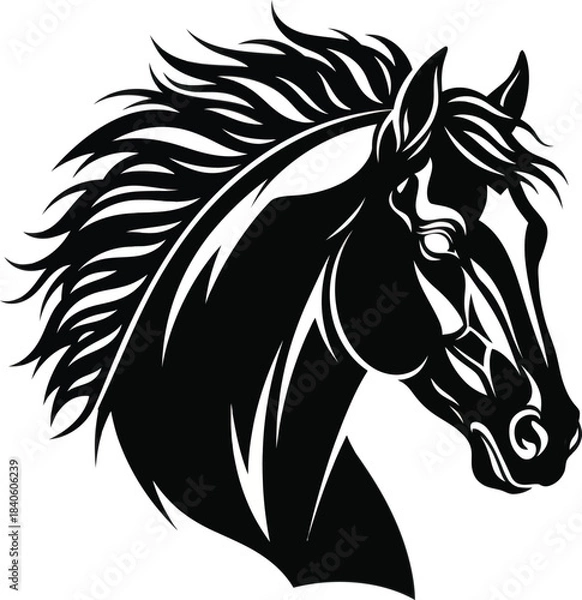 Obraz Running Horse Head Dynamic Stylized Vector