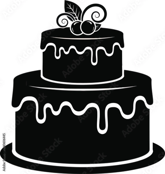 Obraz Two Tier Dripping Cake with Cherries Vector