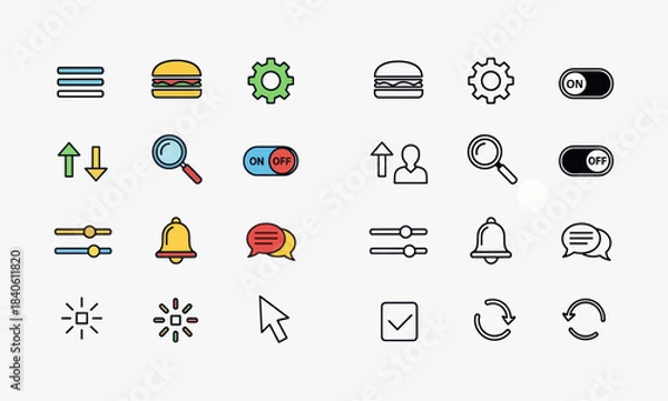 Fototapeta Collection of User Interface Icons for Digital Applications.