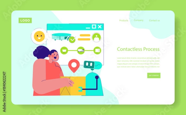 Obraz Contactless Delivery Process Vector Illustration