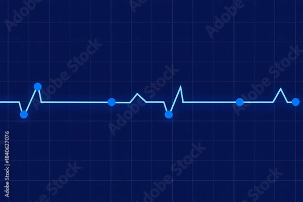 Obraz Blue electrocardiogram line graph on dark blue grid background heart pulse