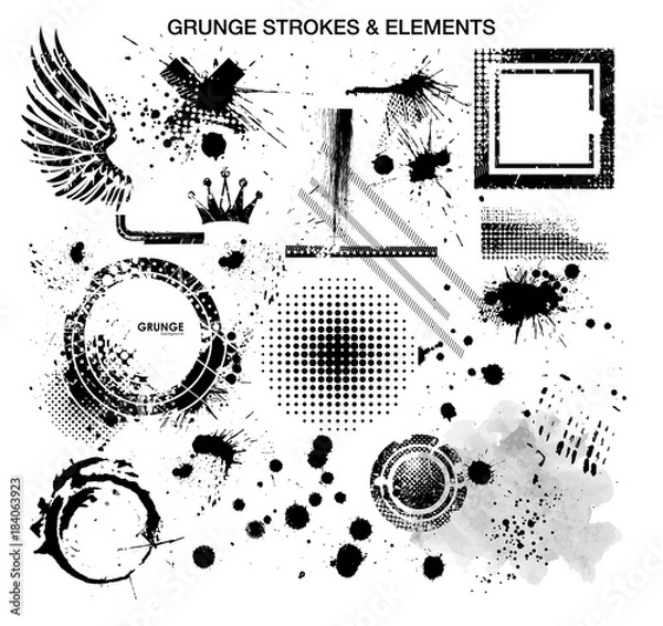 Fototapeta Elementy grunge i obrysy. Szablon wektor z elementami w stylu grunge