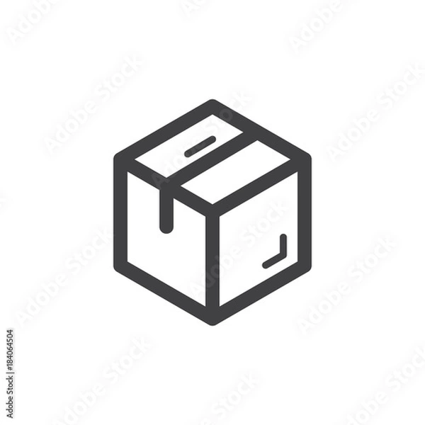 Fototapeta Parcel box line icon, outline vector sign, linear style pictogram isolated on white. Delivery package symbol, logo illustration. Thick line design. Pixel perfect vector graphics
