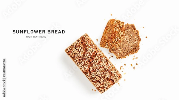 Obraz Sunflower seed bread isolated on white background
