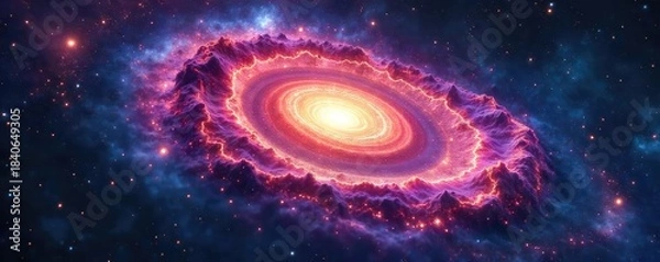 Obraz Stunning spiral galaxy, swirling arms of gas and dust, vibrant colors, cosmic wonder, deep space exploration , light years, photograph, dark matter