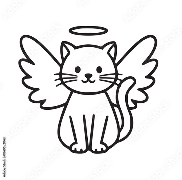 Fototapeta Cute Angel Cat Illustrations with Wings and Halo