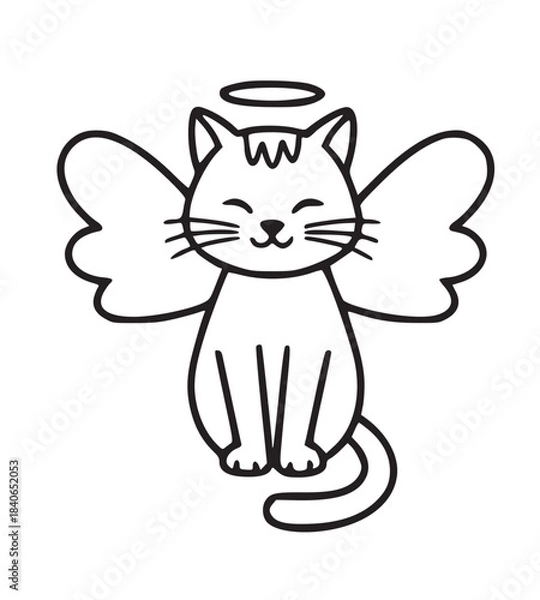 Fototapeta Cute Angel Cat Illustrations with Wings and Halo
