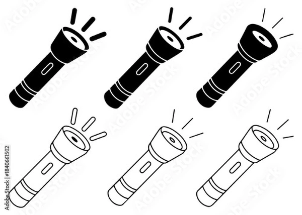Obraz flashlight icon vector set collection