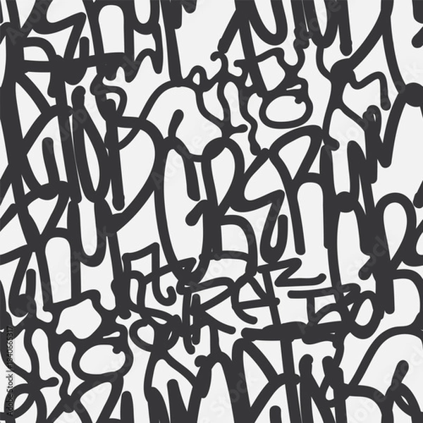 Obraz Bold vector graffiti seamless pattern with abstract tags
