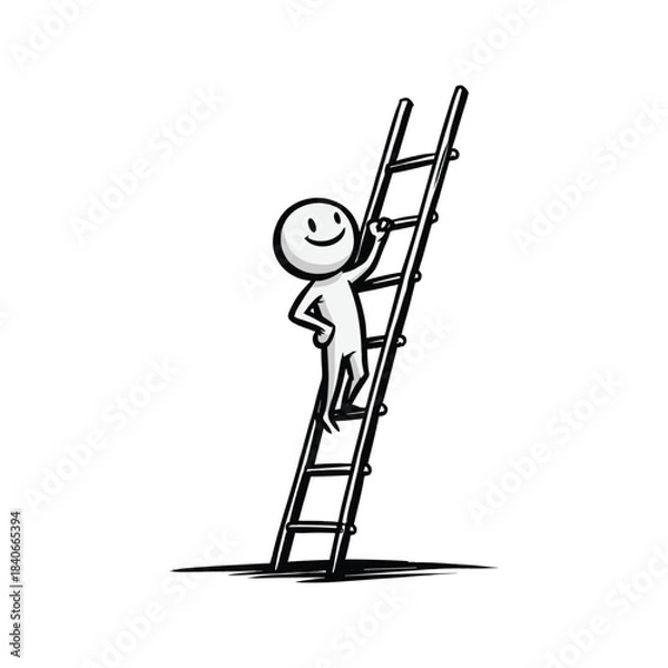 Obraz Higher Step – Proud Progress Stickman Figures Vector Design