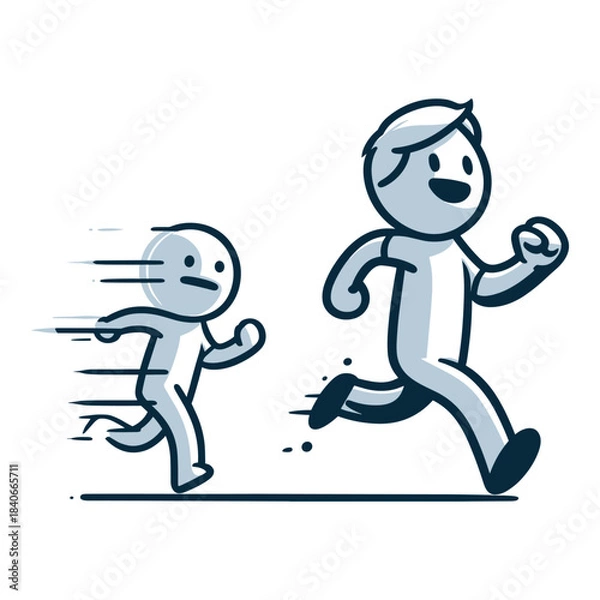 Obraz Leaving The Past Behind – Relief Stickman Figures Vector Design