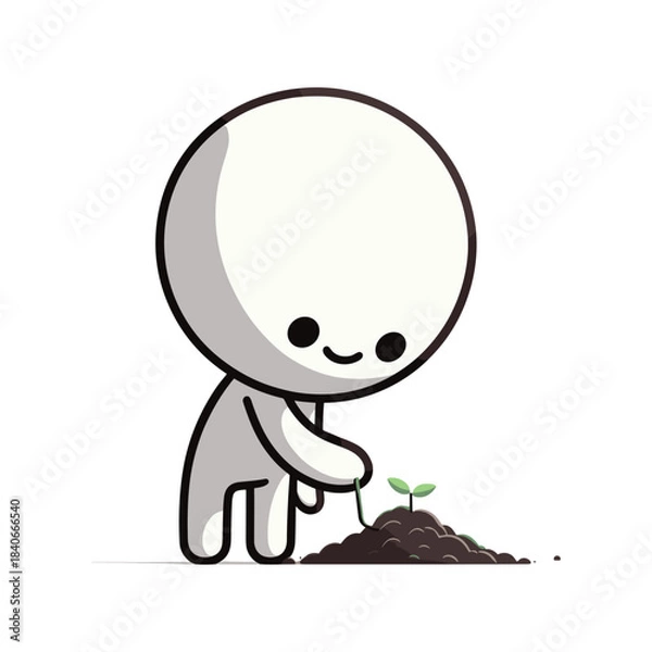 Obraz Planting Hope – Beginning Stickman Figures Vector Design