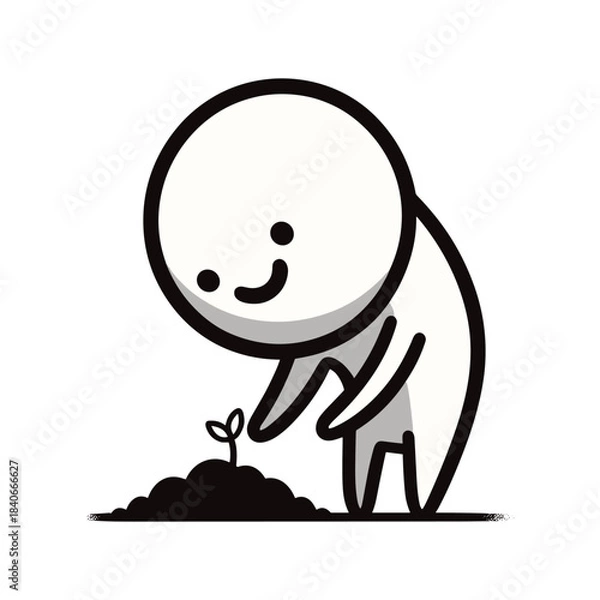 Obraz Planting Hope – Beginning Stickman Figures Vector Design