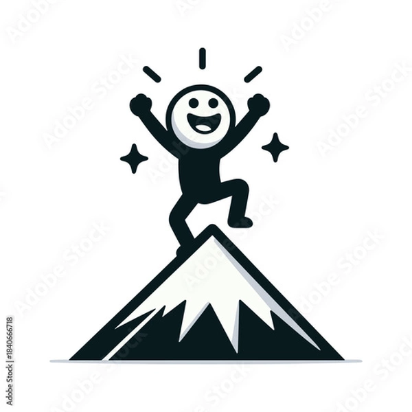 Obraz Reaching The Summit – Excitement Stickman Figures Vector Design