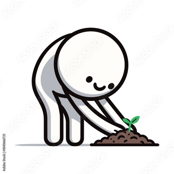 Obraz Planting Hope – Beginning Stickman Figures Vector Design