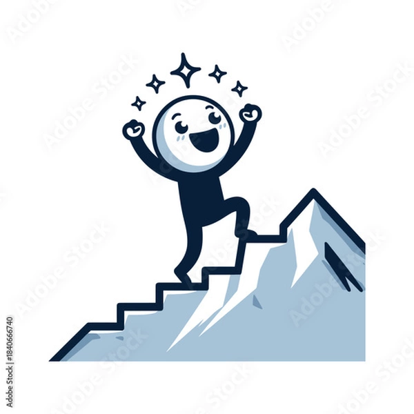 Obraz Reaching The Summit – Excitement Stickman Figures Vector Design