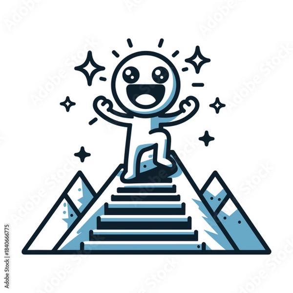 Obraz Reaching The Summit – Excitement Stickman Figures Vector Design