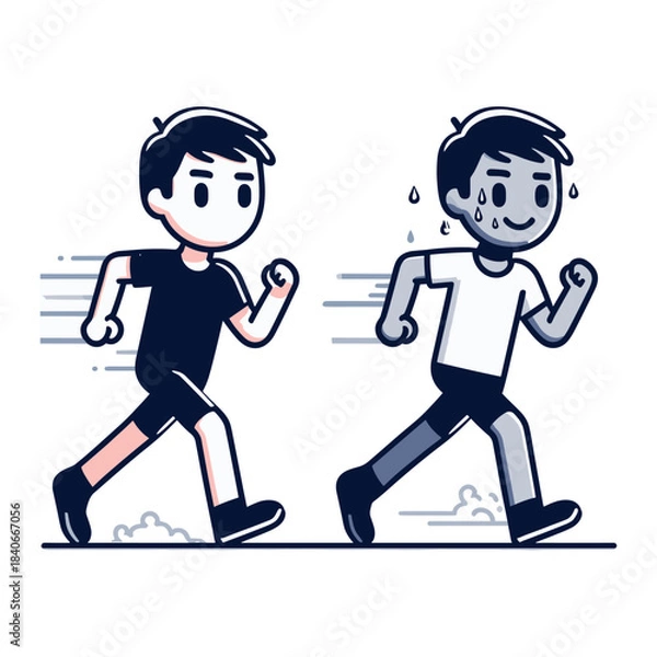 Obraz Side-by-side Challenge – Intense Focus Stickman Figures Vector Design Stickman Figures Vector Design