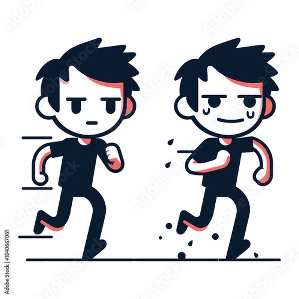 Obraz Side-by-side Challenge – Intense Focus Stickman Figures Vector Design