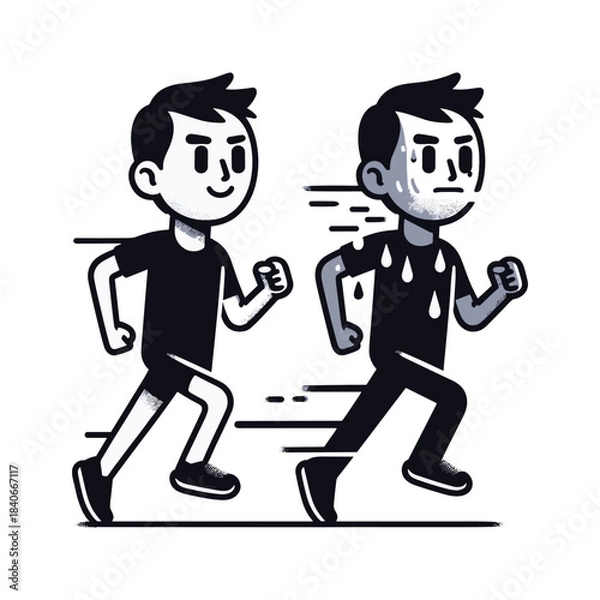 Obraz Side-by-side Challenge – Intense Focus Stickman Figures Vector Design