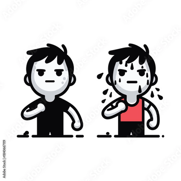 Obraz Side-by-side Challenge – Intense Focus Stickman Figures Vector Design