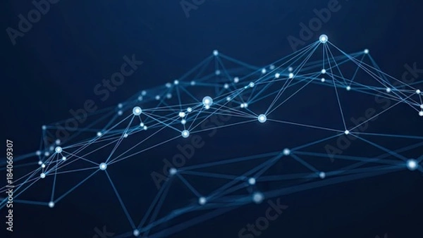 Fototapeta Abstract Network Connections and Data Flow Visualization on Dark Blue Background photo stock