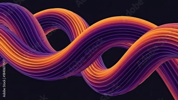 Fototapeta Intertwined Abstract Ribbon Sculpture with Purple and Orange Gradient twisted