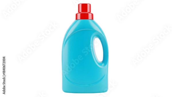 Obraz Blue laundry detergent bottle with red cap isolated on transparent background.