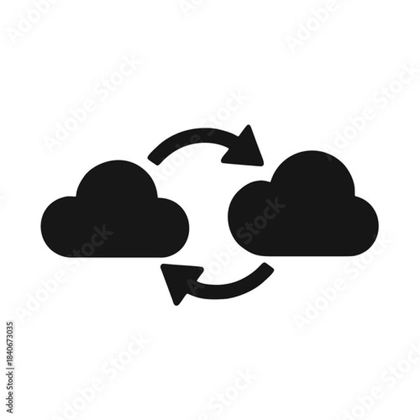 Fototapeta “Cloud Sync” icon: two clouds with a circular arrow between them.