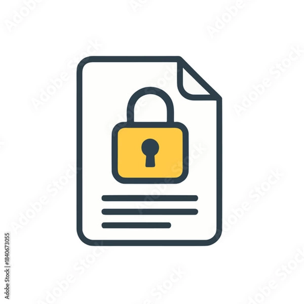 Fototapeta "Data Encryption" icon: a document with a lock symbol in the center.