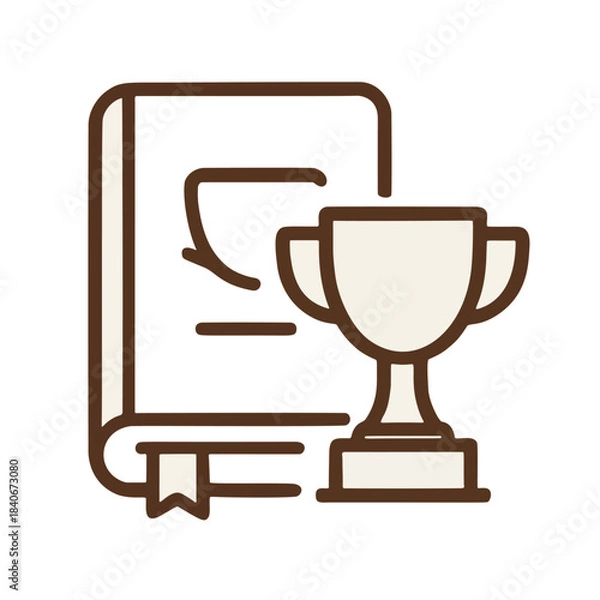 Fototapeta "Gamification" icon: a book with a trophy next to it