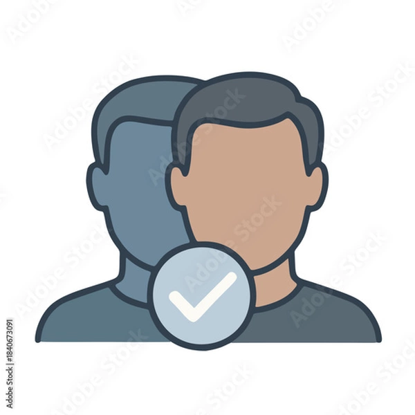 Fototapeta "Deepfake Detection" icon - Image of two overlapping faces, with a transparent "checkmark" filter over the original.