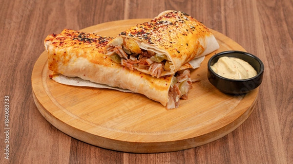 Obraz Sliced lavash doner kebab isolated