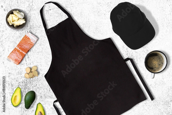 Obraz Empty black apron in a sushi bar