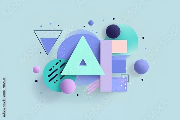 Obraz Contemporary Geometric Typography in Pastel Layers