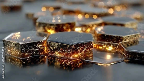 Obraz Futuristic metallic honeycomb pattern texture illustration