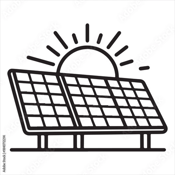 Fototapeta Solar Panels Eco Thin Line Renewable Energy Vector