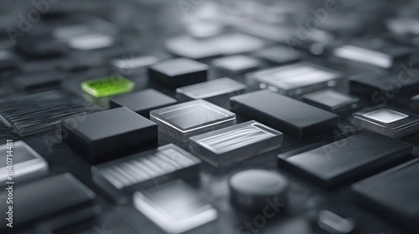 Obraz Green chip stands out among grayscale components